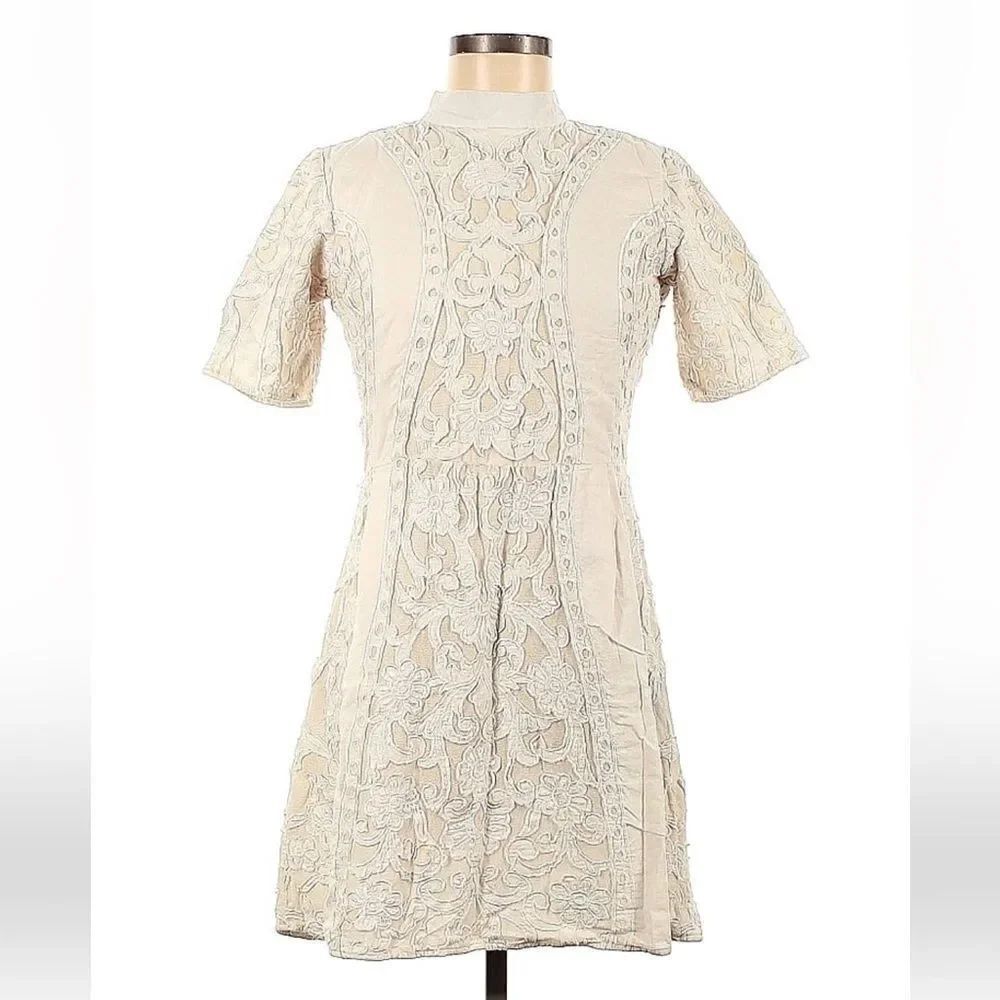 Kas New York cream & white lace dress, size M.